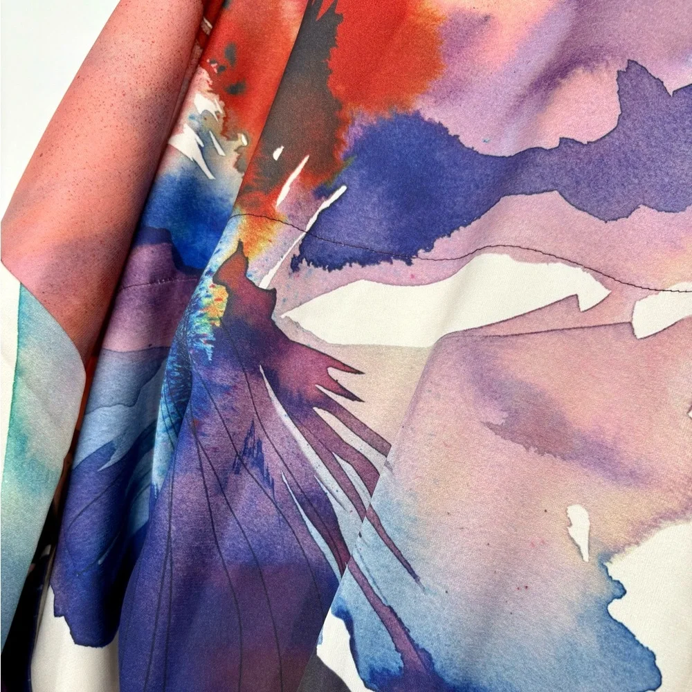 SOMA SATIN Watercolor Kimono Short Robe